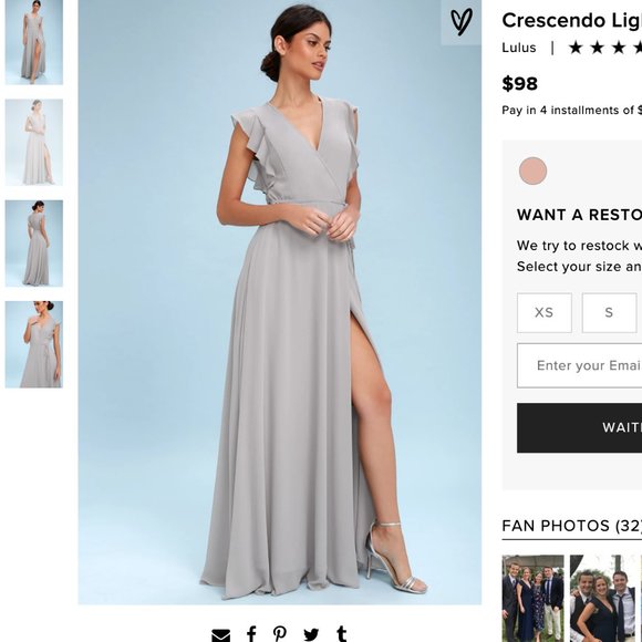 Lulu's Grey Bridesmaid Dress - Picture 1 of 6